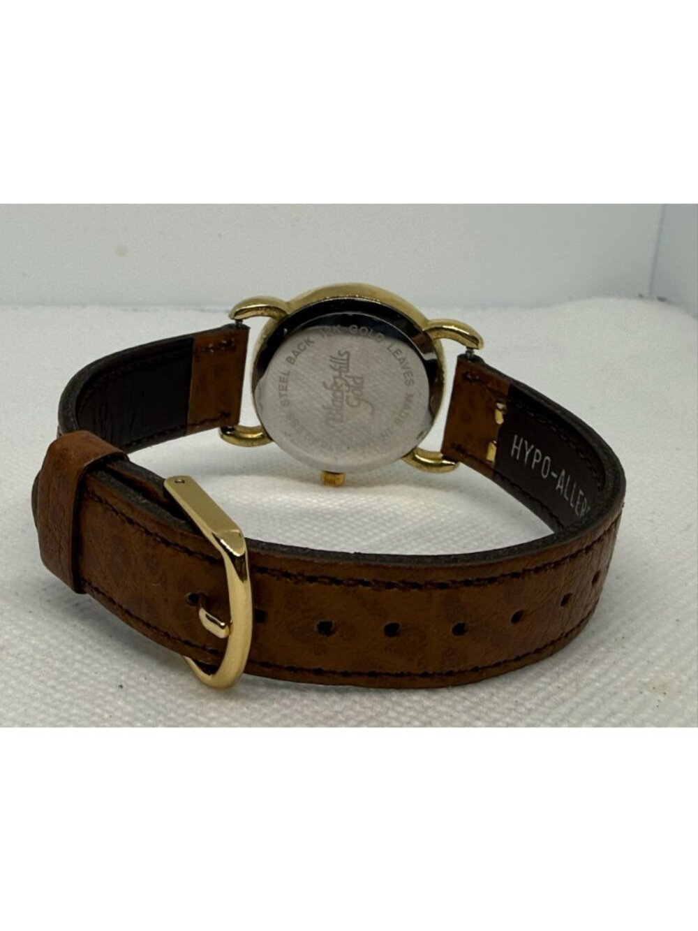 Black Hills 12k Gold Leaf accents Women's Quartz Gold-Tone Brown Leather Watch - Picture 9 of 10
